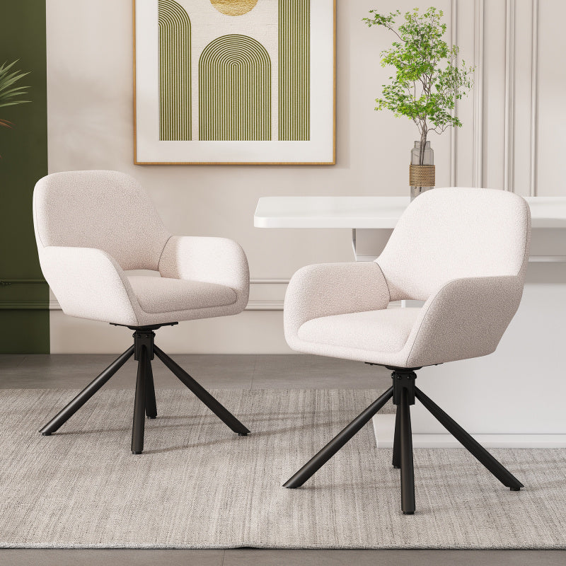 Sherpa Stoelen – Eetkamerstoelen – Bureau Stoelen – Woonkamerstoelen – Zithoek Stoelen – Zachte Sherpa Bekleding – Stevige Metalen En Houten Frame – Wit – Set Van 4