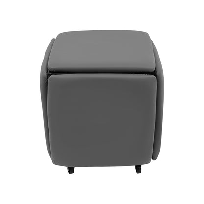 Sofa Poef – Voetenbank – Krukje – Zitzak – Bijzettafel – Multifunctioneel 5-in-1 Design – Memory Foam Comfort – Stevig Carbonstaal Frame – Grijs – Compact & Stapelbaar 46x48 cm
