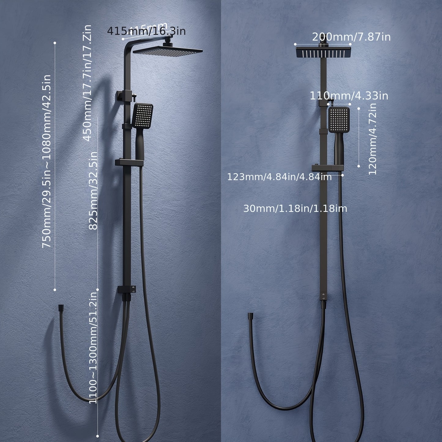 Complete Shower System Set with Thermostat & Waterfall Shower Head - Modern Wall-Mounted Bath Faucet, No Electricity Needed, Easy Installation