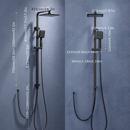 Complete Shower System Set with Thermostat & Waterfall Shower Head - Modern Wall-Mounted Bath Faucet, No Electricity Needed, Easy Installation