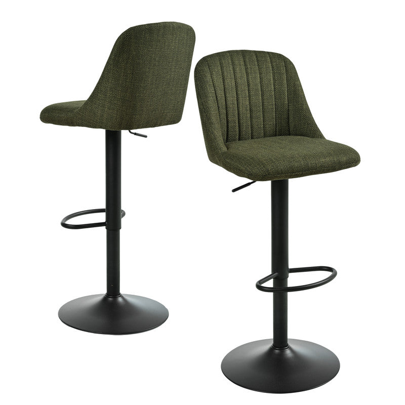 Goeurvant Modern 360° Swivel Bar Stool with Adjustable Height and Metal Base, Linen or Velvet Upholstery, Dining Counter Seat, Home Bar Furniture, Upholstered Swivel Stool, Modern Bar Chair, Minimalist Aesthetic, Rustic Styl