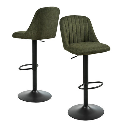 Goeurvant Modern 360° Swivel Bar Stool with Adjustable Height and Metal Base, Linen or Velvet Upholstery, Dining Counter Seat, Home Bar Furniture, Upholstered Swivel Stool, Modern Bar Chair, Minimalist Aesthetic, Rustic Styl