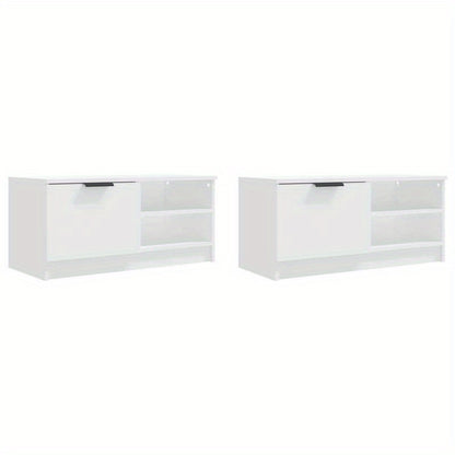 TV furniture 2pcs 80x35x36.5cm processed wood white