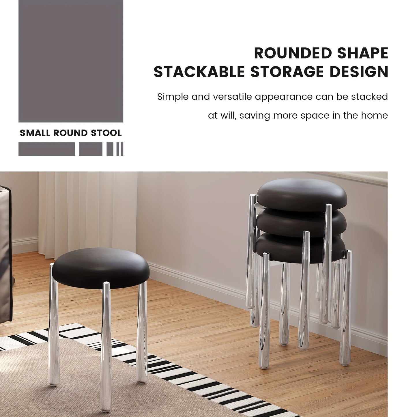 Barkrukken – Krukken – Barstoelen – Eetkamerstoelen – Stoelen – Set Van 4 – Stapelbaar – Zachte Gevoerde Zitting – Ruimtebesparend – Zwart – Zonder Armleuningen