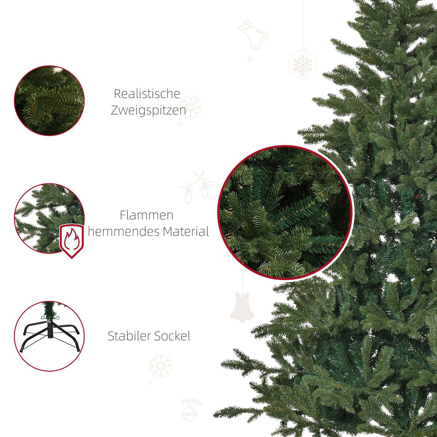 Kunstkerstboom – Nepkerstboom – Kerstboom – Kersteverlichting – Groen – 1,8 Meter Hoog – Realistische Takken van PVC en PE