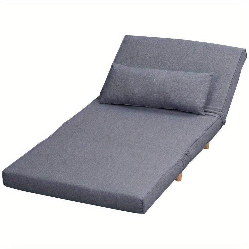 Easy-to-Assemble Modern Foldable Sleeper Sofa Bed - Adjustable Backrest Futon Couch with Thick 25D Foam, Space-Saving Scandinavian Design in Gray (-Like) & Pine Wood Legs for Small Apartments, Living Room, Bedroom, Office