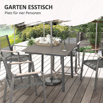 Tuintafel – Buiten tafel – Terrastafel – Eettafel – Loungtafel – Donkergrijs – Weerbestendig Aluminium – Parasolgat 90x90x75 cm
