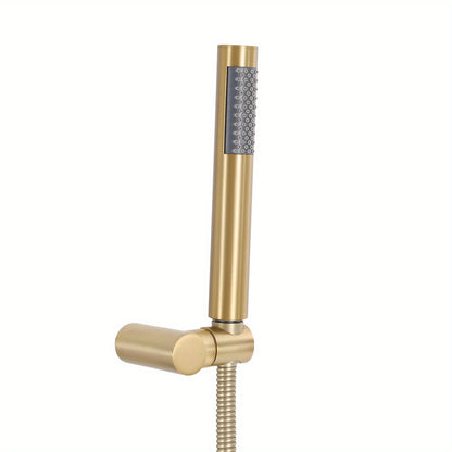 TOOL1SHOOO Premium 10-inch Wall Mounted Shower Set with Rainfall Shower Head And Adjustable Handheld Sprayer, Brushed Golden Finish, High Quality Brass Design for Home Hotel Bathroom, Bathroom Upgrade, Luxury Showering, Elega