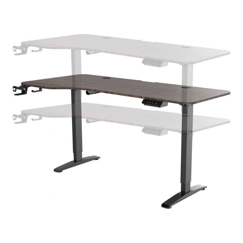 Hoogteverstelbaar Bureau – Zit Sta Bureau – Elektrisch Bureau – Verstelbaar Werkblad – Gaming Bureau – Met Geheugenfunctie – 160x75 cm MDF Walnoot – Draagkracht 80 kg Mat Zwart