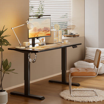 Verstelbaar Bureauframe – Zit-Sta Bureauframe – Bureau Onderstel – Bureaufame – Desk Frame – Mat Zwart – 3 Hoogtes 60-125 cm – Robuust IJzeren Frame
