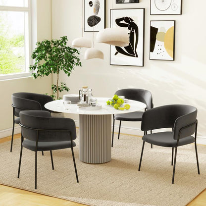 Velvet Eetkamerstoelen – Stoelen – Zitmeubels – Eetkamerstoelen Set – Keuken Stoelen – Comfortabele Rugleuning – Stevige Stalen Poten – Grijs – Compact 57x53x73 cm