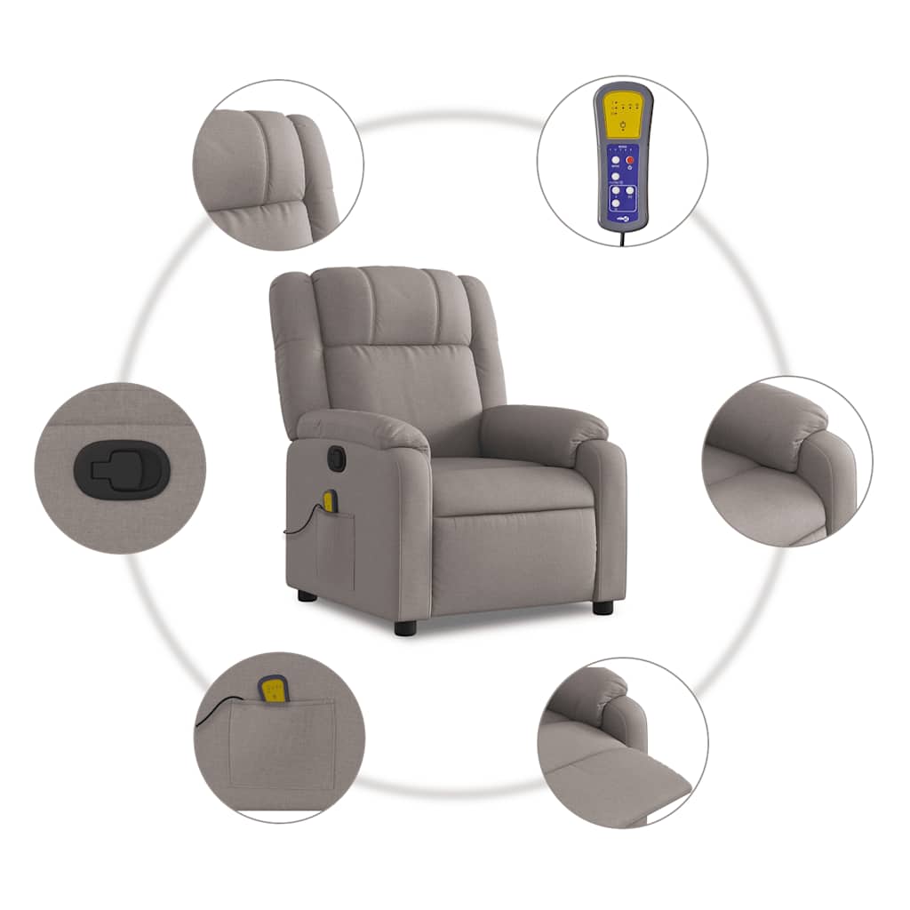 Relaxstoel – Fauteuil – Zetel – Lounge Chair – Handmatig Verstelbare Taupe – Kantelbaar Tot 135 Graden – Comfortabele Ademende Stof