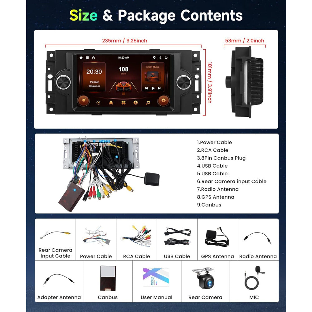 Android Auto Multimediacenter – Auto Stereo – Navigatiesysteem – Touchscreen Radio – 2G+64G Variant – 15,75 cm Scherm – Inclusief Achteruitrijcamera & Microfoon