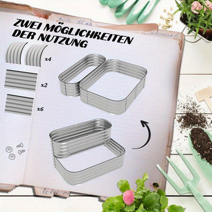 Verhoogde Plantenbak – Metalen Tuinbak – Grote Bloembak – Moestuinbak – Balkonbak – Gegalvaniseerd Staal – 2-Lagen Ontwerp – Roestbestendig & Weerbestendig – 120x90x30 cm – Golvende Zijkanten & Drainagesysteem