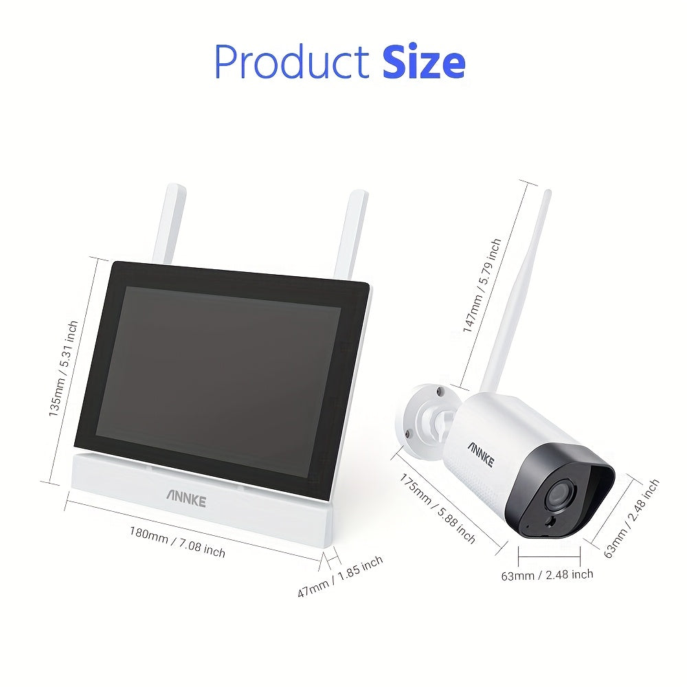 Beveiligingscamera Set – Camerabewaking – Bewakingscamera Set – CCTV Camerasysteem – Wifi Beveiligingscamera – 5MP Resolutie – 7 Inch Monitor Met 2-Weg Audio
