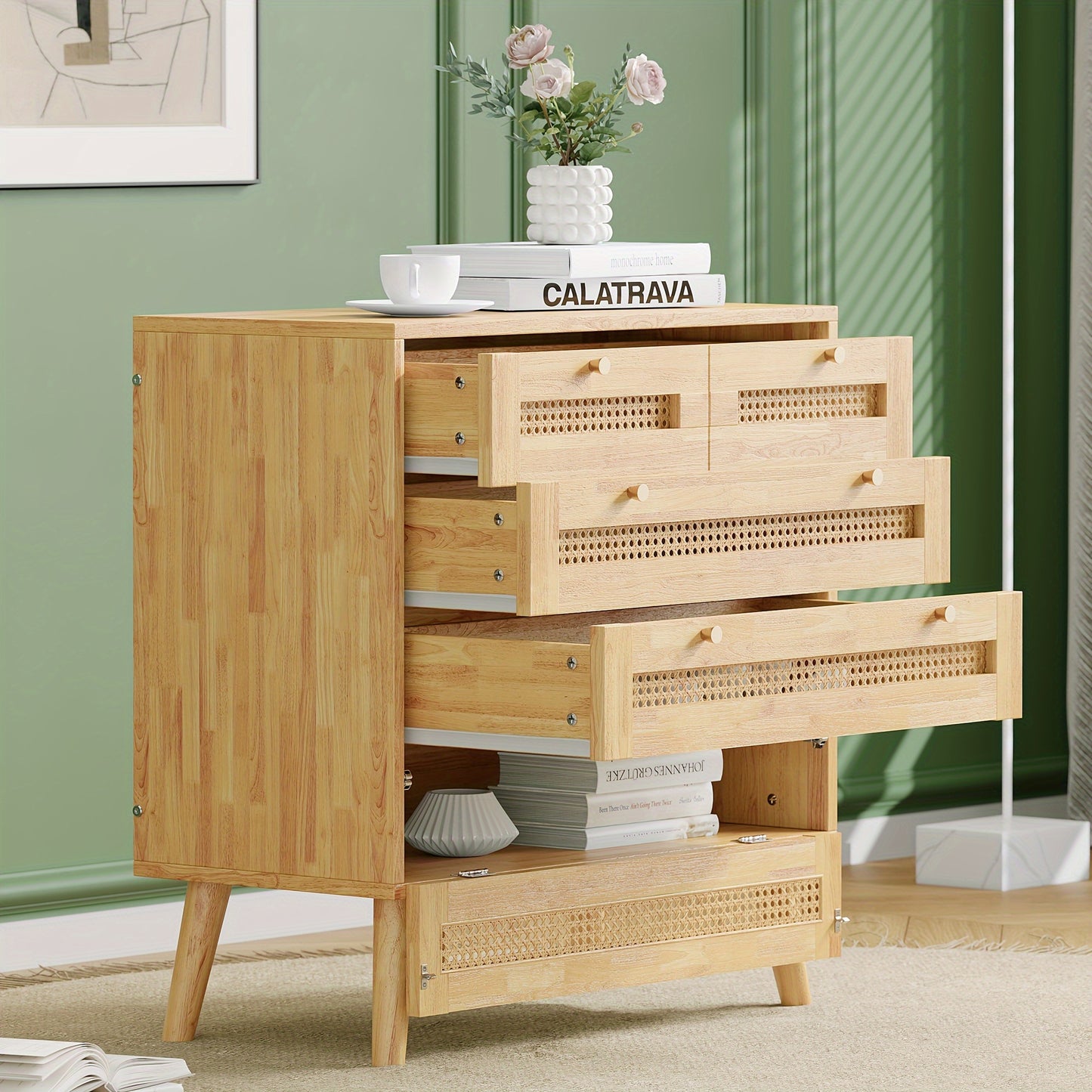 Bamboe Kast – Ladenkast – Opbergkast – Commode – Ladekast – Naturel Kleur – 3 Lades – Duurzaam Bamboemateriaal – Compact Ontwerp