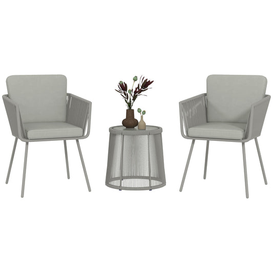 Tuinset 3-Delig – Tuinmeubelset – Balkonset – Terrasset – Loungeset – Compact 2-Persoons – Weerbestendig PE-Rotan – Getemperd Glas Tafelblad