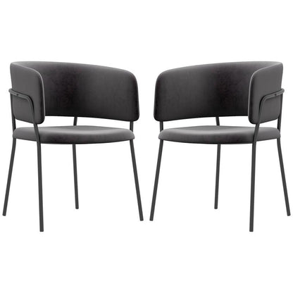 Velvet Eetkamerstoelen – Stoelen – Zitmeubels – Eetkamerstoelen Set – Keuken Stoelen – Comfortabele Rugleuning – Stevige Stalen Poten – Grijs – Compact 57x53x73 cm
