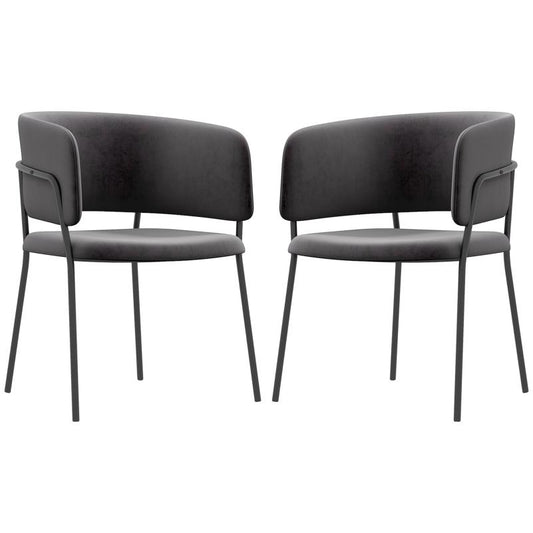 Velvet Eetkamerstoelen – Stoelen – Zitmeubels – Eetkamerstoelen Set – Keuken Stoelen – Comfortabele Rugleuning – Stevige Stalen Poten – Grijs – Compact 57x53x73 cm
