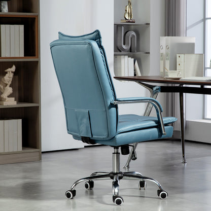 Bureaustoel – Ergonomische Stoel – Office Chair – Draaistoel – Kantoorstoel – Verstelbare Hoogte – Kantelfunctie Rugleuning – Hoogte Verstelbaar – Met Wieltjes – Blauw – Comfortabel Foam – 360° Draaibaar