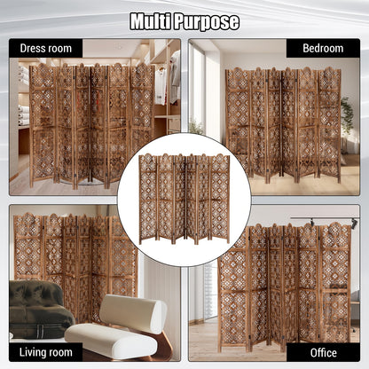 Scheidingswand – Kamerscherm – Roomdivider – Paravent – Privacy Scherm – Hout – Hardhout – 4 Panelen – Opvouwbaar – Bruin