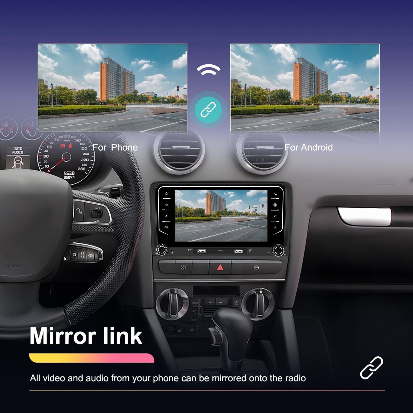 Android Autoradio – Auto Multimedia Speler – GPS Navigatie Systeem – Touchscreen Radio – Met Achteruitrijcamera en Microfoon – 7 Inch Display – Draadloze CarPlay & Android Auto