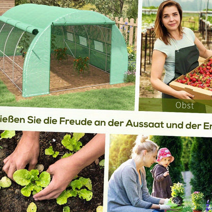 Kweekkas – Broeikas – Tuinkas – Foliekas – Serre – Polytunnel – Stalen Frame – 3,97x3x2 m – UV Bescherming – Groen
