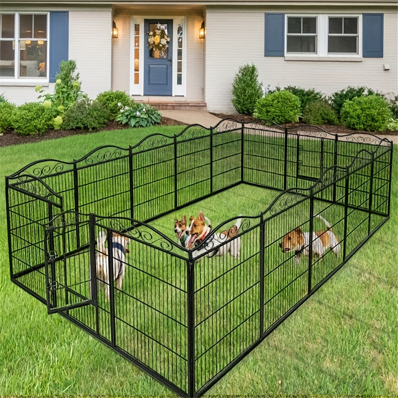 Hondenren – Hekken – Puppyren – Dierenren – Tuinren – 8 Panelen Metalen Hondenren 190x63x80 cm – Robuust Staal – Geschikt Binnen en Buiten