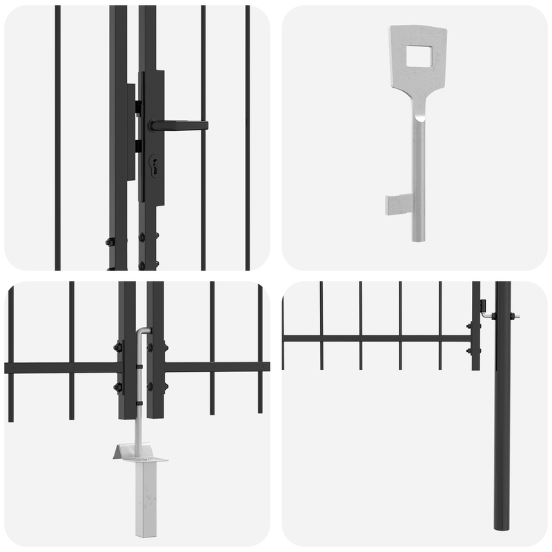 Tuinpoort – Tuindeur – Schuttingdeur – Poorthek – Hekpoort – Dubbele vleugel – Staal – Roestbestendig – 150x300 cm – Grijs