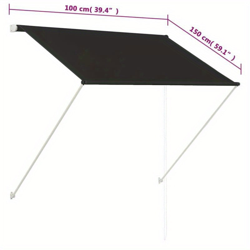 Uitschuifbare Zonwering – Terraszeil – Balkonzonwering – Zonnescherm – Schaduwdoek – 100x150 cm – Weerbestendig Stof – Eenvoudige Installatie