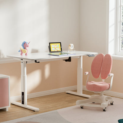 Verstelbaar Kinderbureau – Kindertafel – Bureau Voor Kinderen – Studie Tafel – Kinderschrijftafel – Wit – Verstelbare Hoogte 55-81 cm – Stil Motor Mechanisme