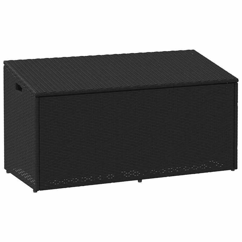 Opbergbox Tuin – Tuinkussenbox – Tuinkist – Kussenbox – Tuinbank – Zwart – Geweven Resin – Ruime Opbergruimte 110x50 cm – Duurzaam Weerbestendig Design