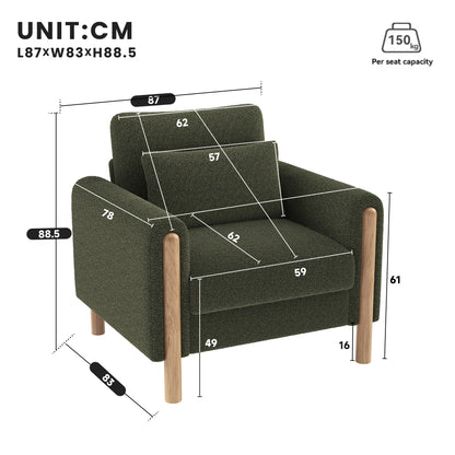 Fauteuil – Loungestoel – Relaxstoel – Zetel – Stoel – Groene Pluche Bekleding – Duurzaam Niet-Houten Frame