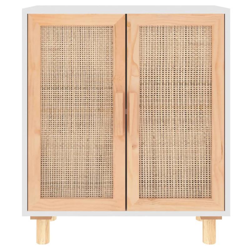 Dressoir – Opbergkast – Ladekast – Commode – Kast – Massief Grenenhout & Rotan – 2 Deuren Met Slot – 60x30x70 cm – Direct Gebruiksklaar
