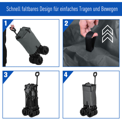Transportkar – Vouwkar – Bolderkar – Trolley – Steekwagen – 360° Draaibare Wielen – Verstelbare Telescoopgreep – Draagvermogen 70 kg – Donkergrijs Metalen Frame