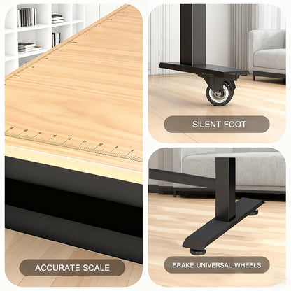 Werkbank – Werktafel – Werkbank Op Wielen – In hoogte verstelbare Werkbank – Mobiele Werkbank – Verstelbaar 81-106 cm – Stabiel Metalen Frame – Stil Remwielen & Vloerbeschermers