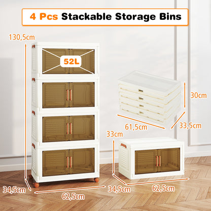 Opbergkast Plastic – Opbergbox – Opbergcontainer – Organizer – Opbergmeubel – Mobiele Wielen Met Remmen – Transparante Deuren
