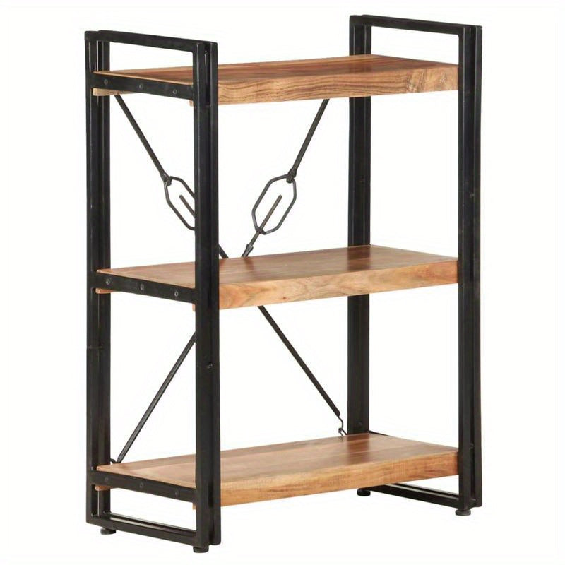 Bookshelf with 3 Shelves, Measuring 60X30X80 Cm, Made of Solid Acacia Wood, Standing Shelf