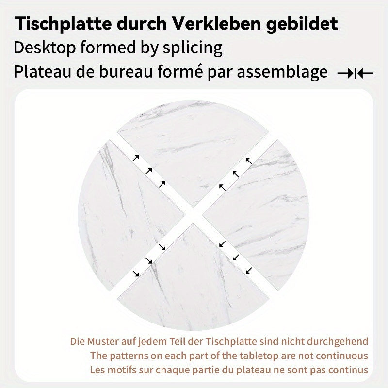 Ronde Marmeren Eettafel – Salontafel – Tafel – Woonkamer Tafel – Design Tafel – Metaal Onderstel – Duurzaam & Stevig – 100 cm – Zwart
