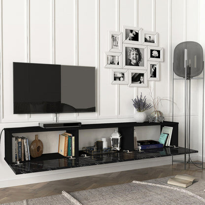 TV Meubel – TV Kast – TV Dressoir – Mediameubel – Hangend TV Meubel – Eiken – 180x31x29,5 cm – 3 Opslagvakken