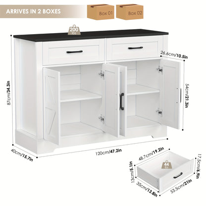 Dressoir – Sideboard – Buffetkast – Opbergkast – Ladekast – Modern Design – 120x40x87 cm – Hout & Spaanplaat