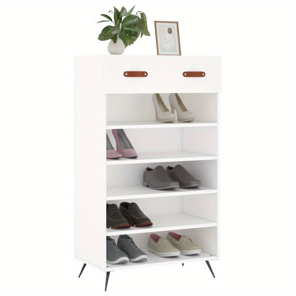 Schoenenkast – Schoenopberger – Schoenrek – Schoenmeubel – Schoenendoos – Wit – 60x35x105 cm – Gemaakt van Stabiel MDF