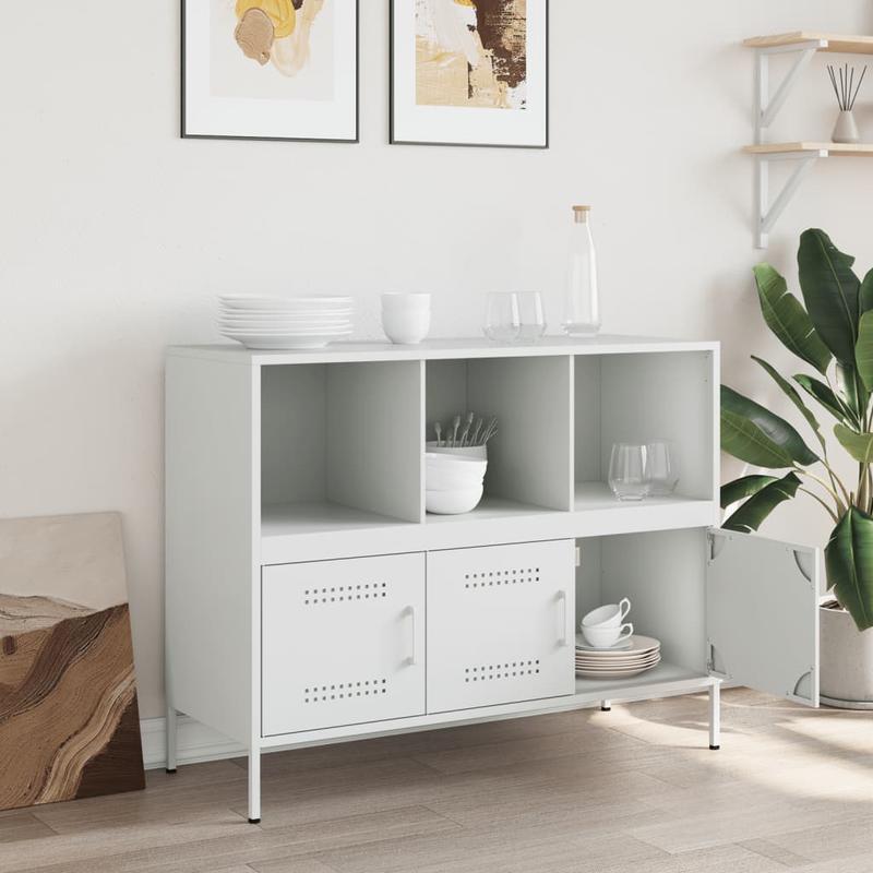 Sideboard 100.5x39x79cm white steel Practical and removable
