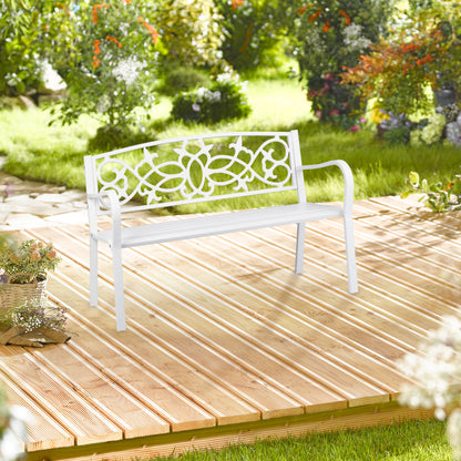 Tuinbank – Buitenbank – Parkbank – Tuinmeubel – Balkonbank – Weerbestendig Staal & Gietijzer – Comfortabele 2-Persoons Zitplaats 124,5x78x58 cm