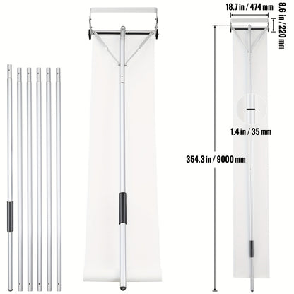 Dakraamveger – Dakriek – Sneeuwruimer – IJsbestrijder – Dakreinigingsborstel – 9 Meter Aluminium – Met Beschermende Kunststof Wielen