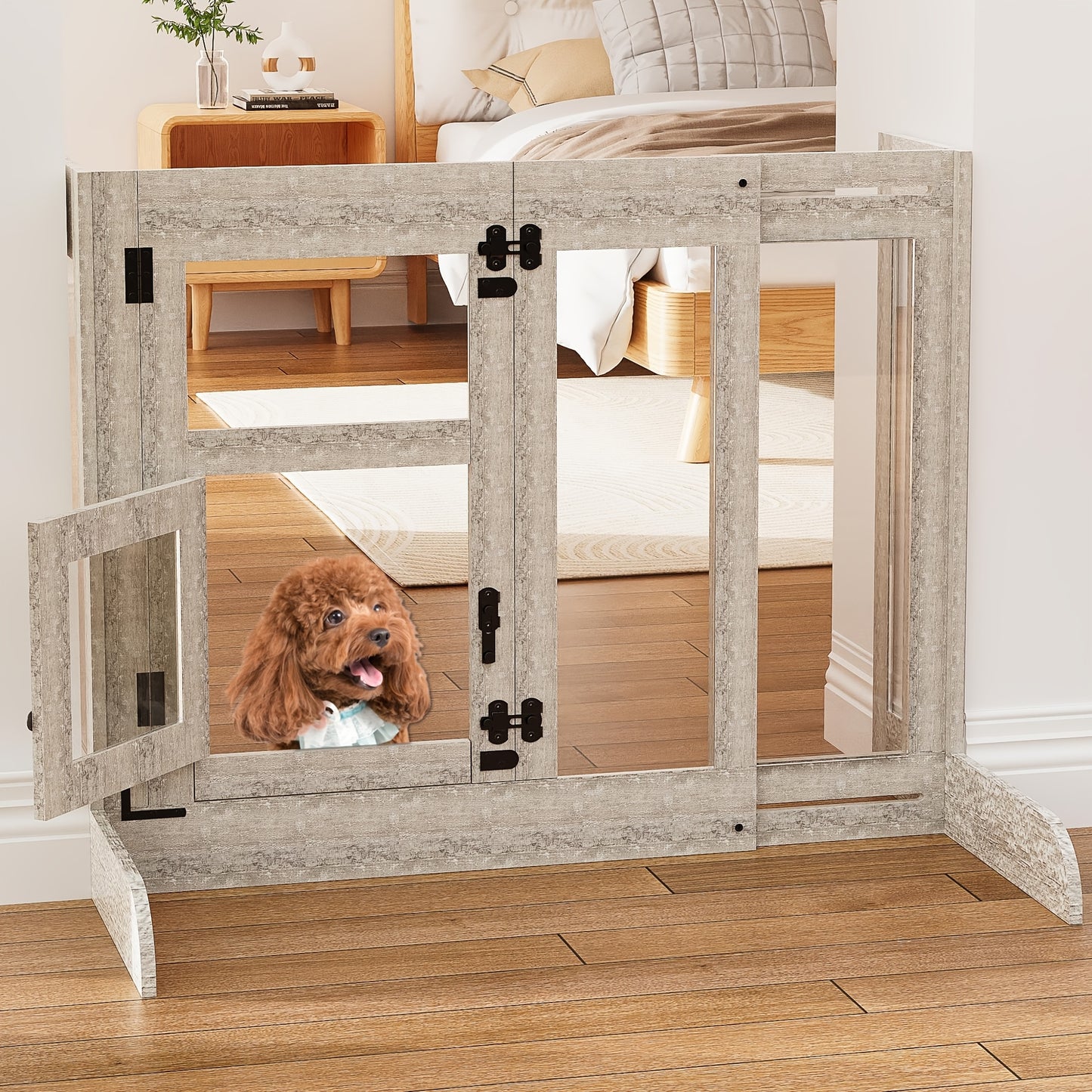 Dog Gate, Dog Fence, 80cm Tall, Extends Up To 100cm Wide, Safety Gate For Doorways, Stairs, Hallways, Indoor/Outdoor