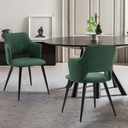 Eetkamerstoel – Stoel – Armstoel – Designstoel – Scandinavische Stoel – Groen – Ergonomisch Design – Zacht Polyester Met Stalen Frame