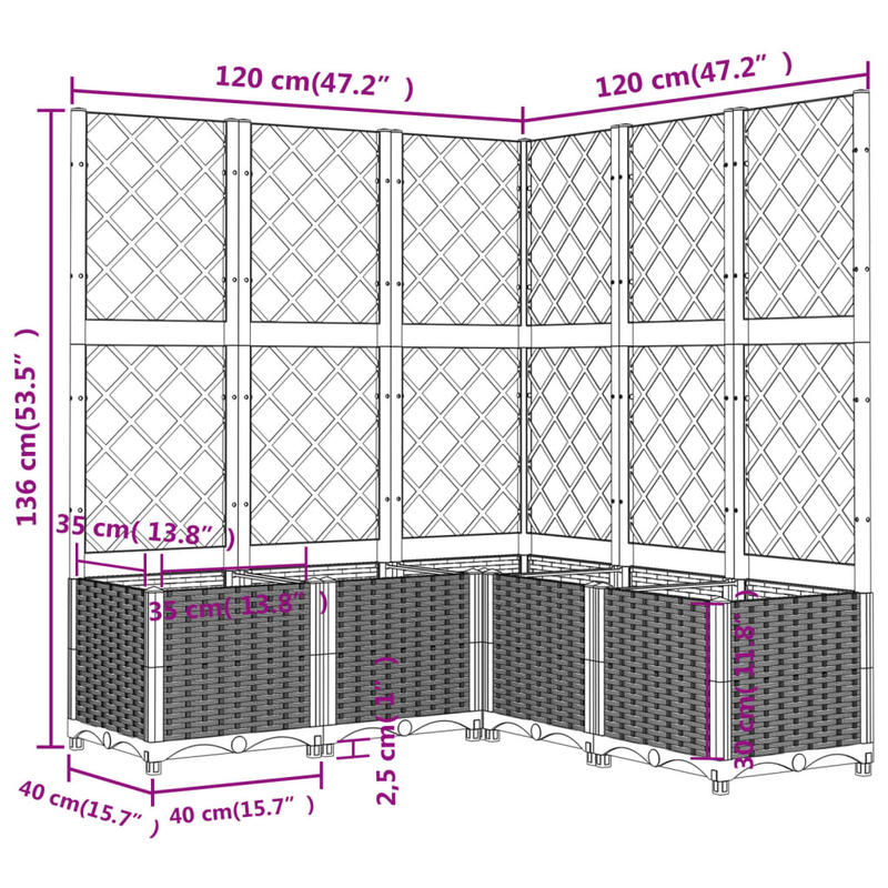Plantenstandaard – Plantenrek – Klimplant Steun – Bloemenhouder – Latticestructuur – 120x120x136 Cm – Duurzaam Polypropyleen
