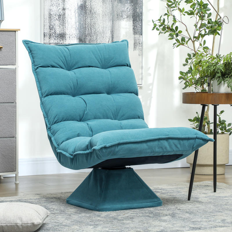 Ligstoel – Loungestoel – Relaxstoel – Tuinstoel – Draaistoel – Verstelbare Rugleuning – 360° Draaibaar – Zacht Gevoerd – Met Metaal Frame