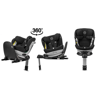 360° Draaibare Autostoel i-Size R129-03 voor Kinderen van 76-150 cm Onyx Zwart - Veilig Kinderautostoeltje met ISOFIX, Zij-impactbescherming en Verstelbare Hoofdsteun - Groep 1/2/3